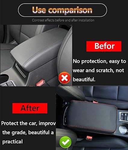 Miniatura 243 de Great-luck Leather Center Console Cover Armrest Pad,Protector Armrest Box Cover Accessories Keep Your Armrest in a More Comfortable Feeling(black