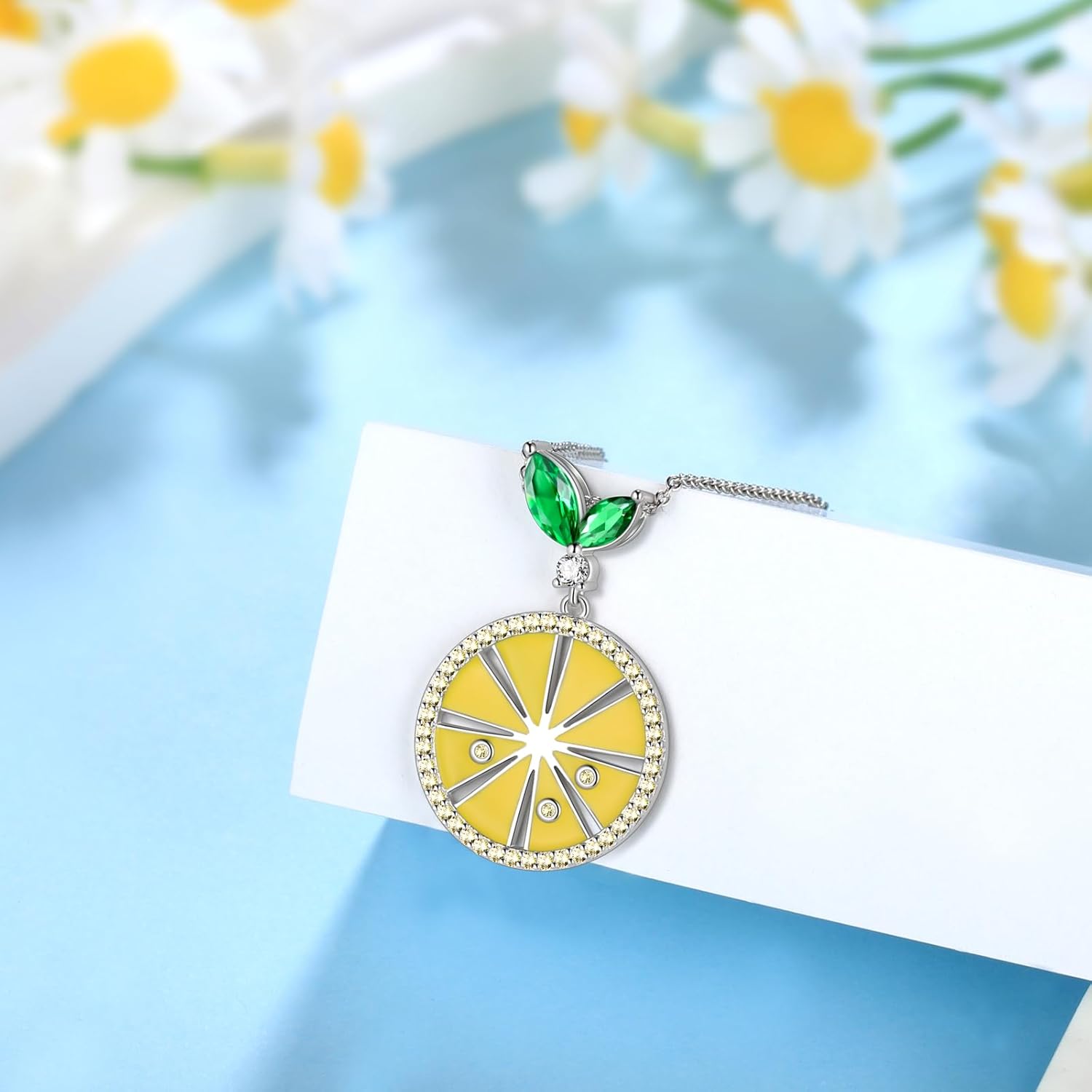 Lemon Charms Necklace for Women 925 Sterling Silver Cute Fruit Necklace Yellow Enamel Lemon Jewelry Gifts Christmas Birthday Gifts for Her FP0238W - Image 4