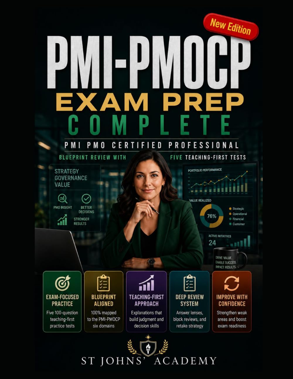 PMI-PMOCP EXAM PREP COMPLETE: PMI PMO Certified Professional blueprint review with five teaching-first tests