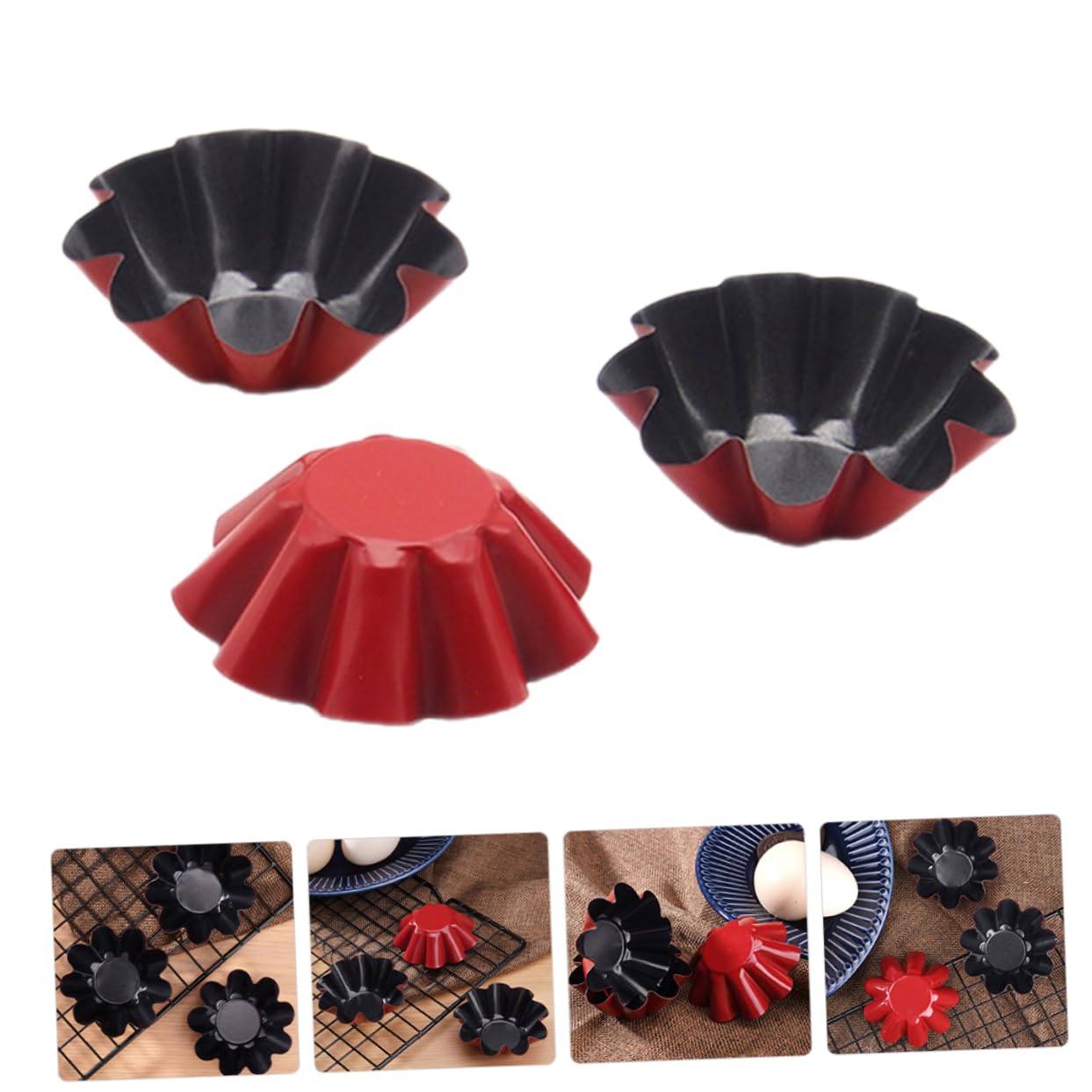 Garneck 3pcs High-Carbon Steel Tart Molds Reusable Baking Cups for Desserts Non-deforming Bakeware for Easy Demoulding for Tart and Baking Enthusiasts