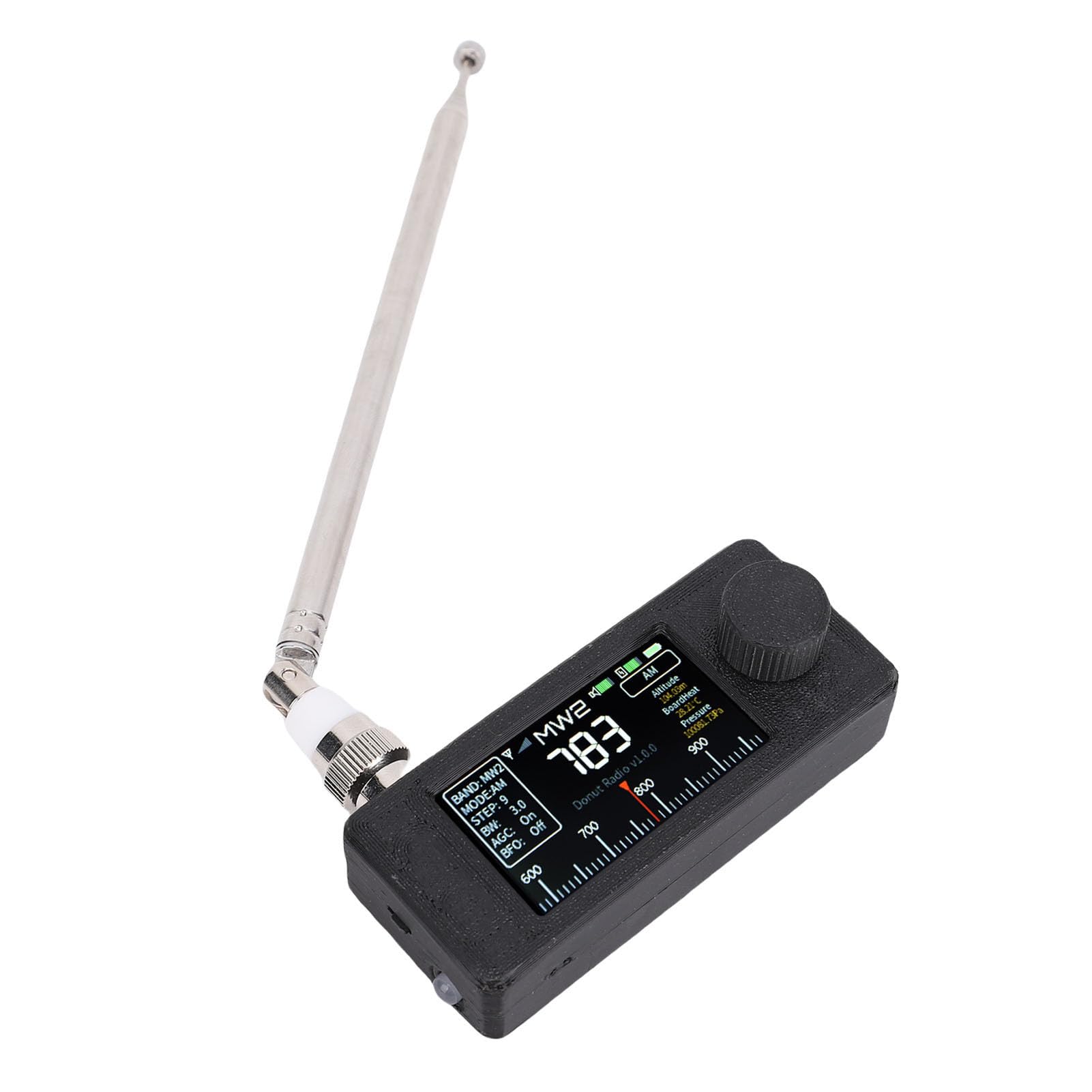 Przenośne AM FM LSB USB Tranzystorowe, 1,9 Cali Kolorowy Ekran 800 MAh Bateria, Lekka Konstrukcja na Przygody na świeżym Powietrzu z BFO Drobne i Antenowe (BLACK)