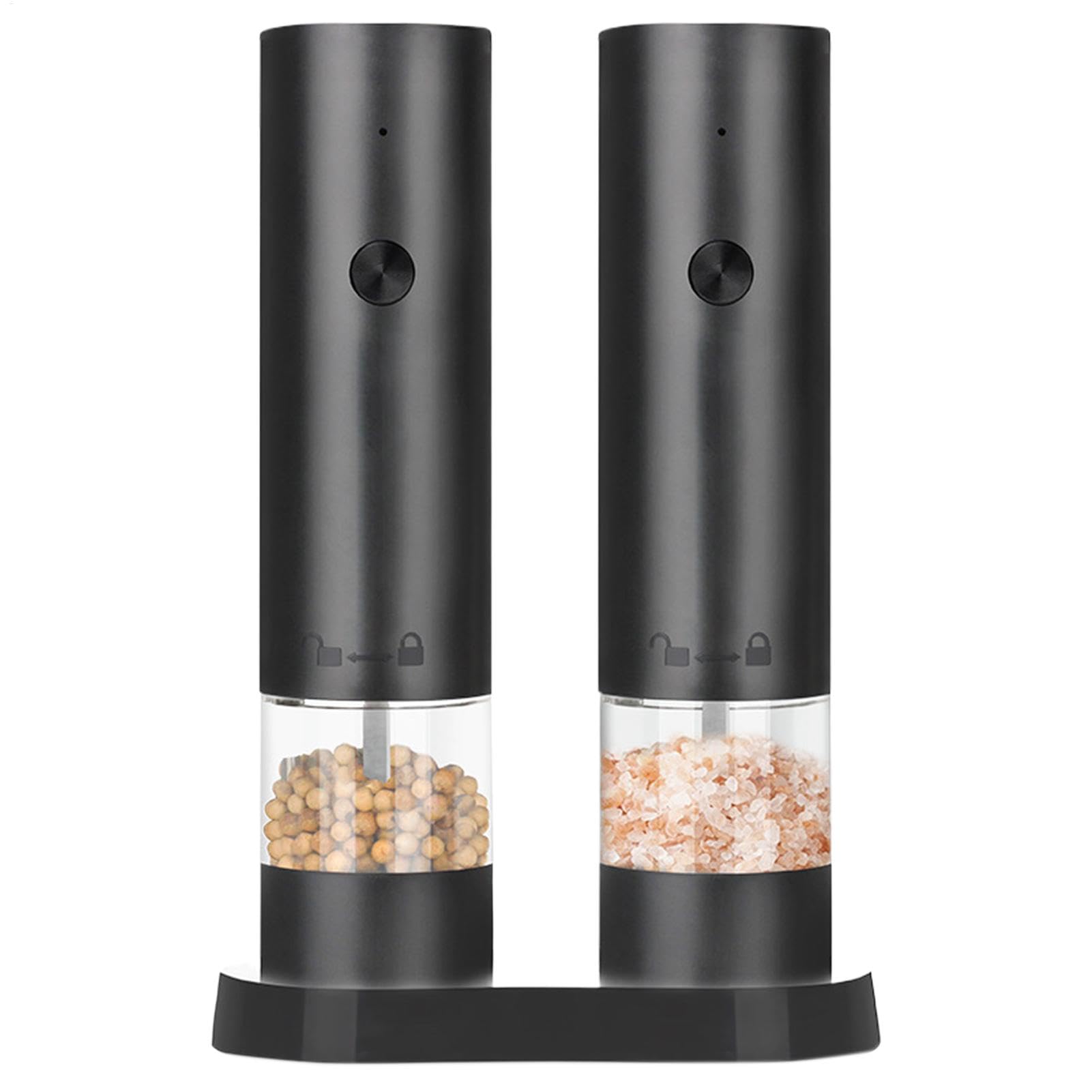 Electric Grinder Set, Salt Pepper Grinder, Rechargeable Chili Grinder, Automatic Grinders, Rechargeable Chili and Pepper Grinders with Led Light, Automatic Mill Bottle for Salt