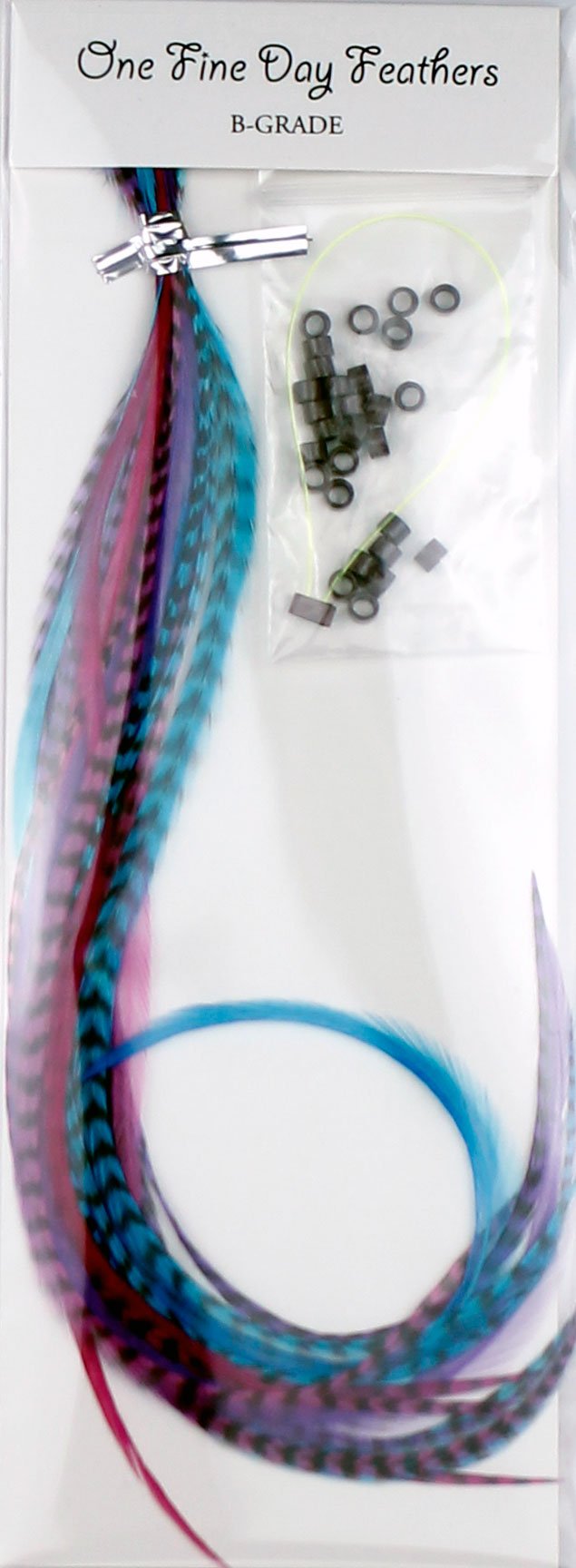 20 extensions de cheveux en vraies plumes + anneaux/boucle B-GRADE (Berry)
