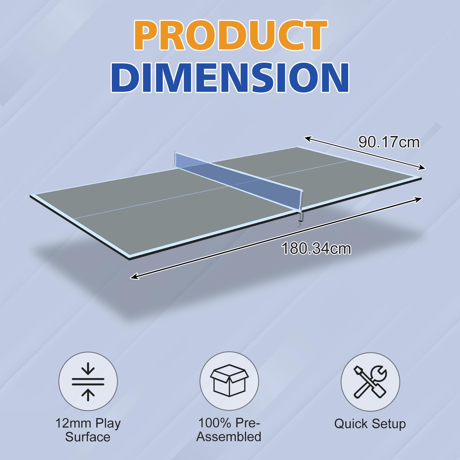 Tavolo da ping pong, pieghevole, per famiglie e bambini, 180 x 90 x 1,2 cm, ideale per interni ed esterni, attività sportive divertenti