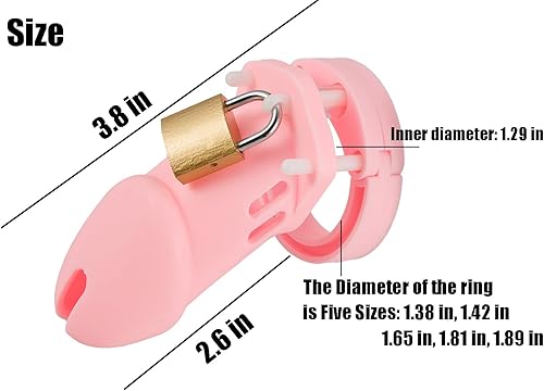 Vista 11 de Chastity Cage Juguete sexual – Jaula de silicona para hombres con anillos de 5 tamaños y 4 cerraduras de código, 2 llaves y 1 juego de cerradura