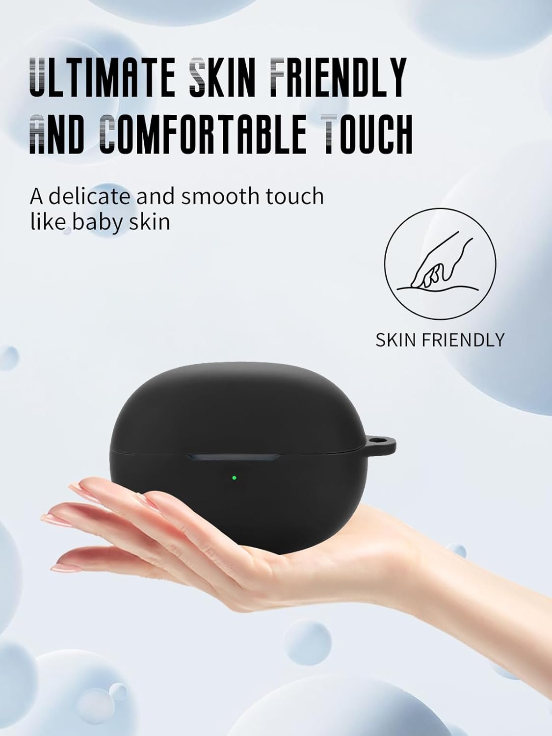 for EarFun Clip Open Ear Earbuds Case, Soft Silicone Shockproof Protective Cover with Carabiner and Lanyard (Black) - Image 5