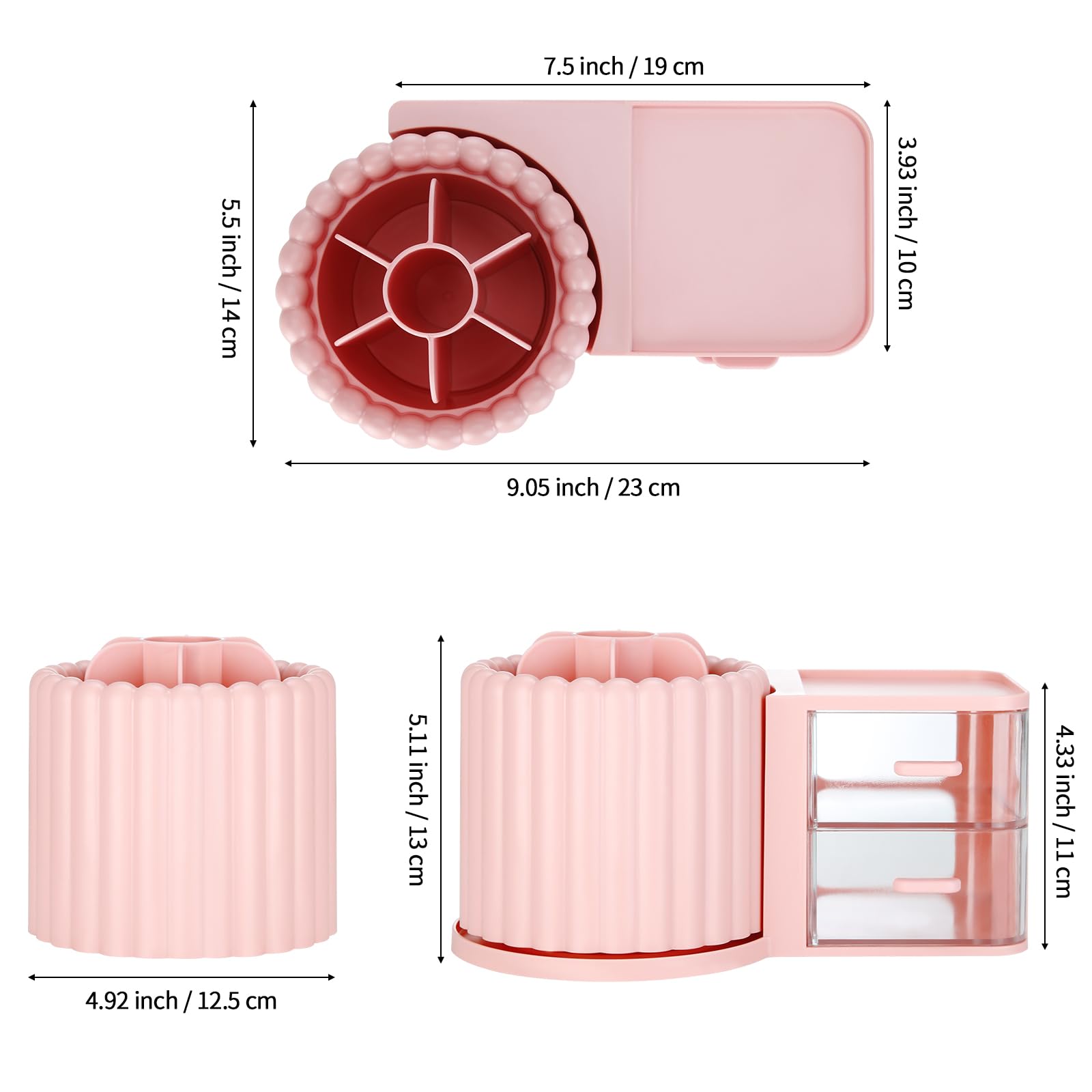 Organiseur De Bureau Rotatif Avec 2 Tiroirs - Porte-crayons