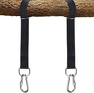 Tree Swing Hanging Straps Kit Holds 2000 lbs,5ft Extra Long Strap with Safer Lock Snap Carabiner Hooks Perfect for Tree Swing & Hammocks,Carry Pouch Easy Fast Installation, Black