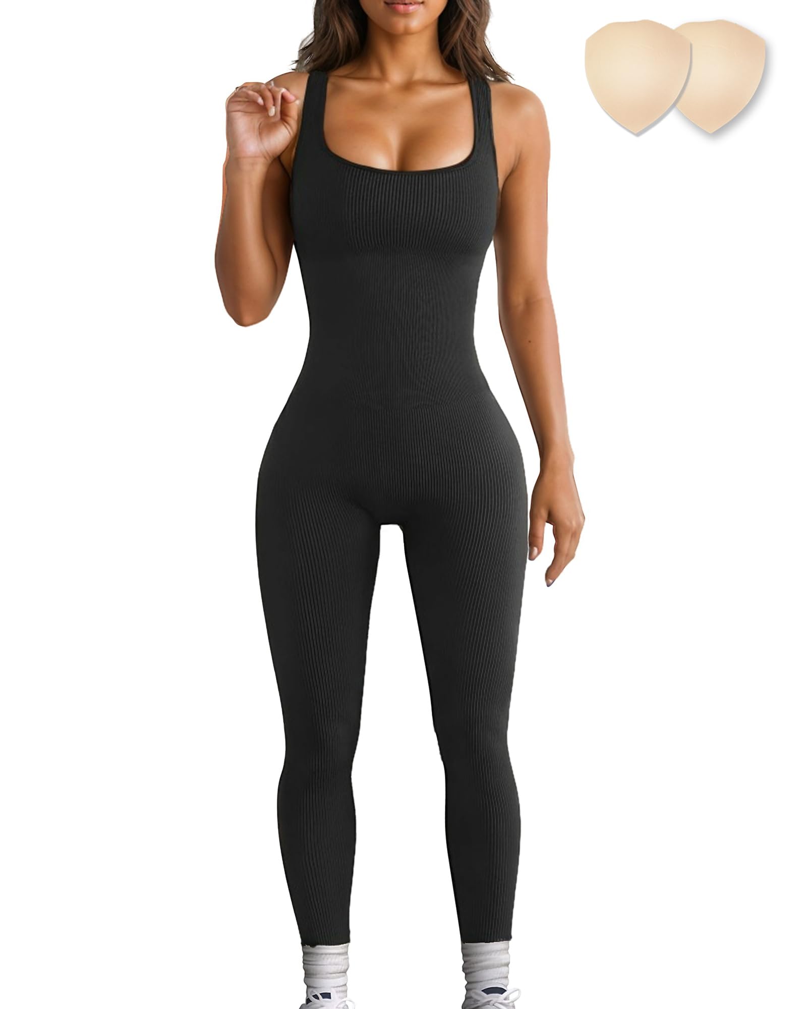 Merlvida Mono Deportivo Mujer sin Costuras Jumpsuit Sexy Mono Ajustado Elástico Body Overol Monos de Una Sola Pieza Ropa Deportiva Gimnasio Fitness Yoga