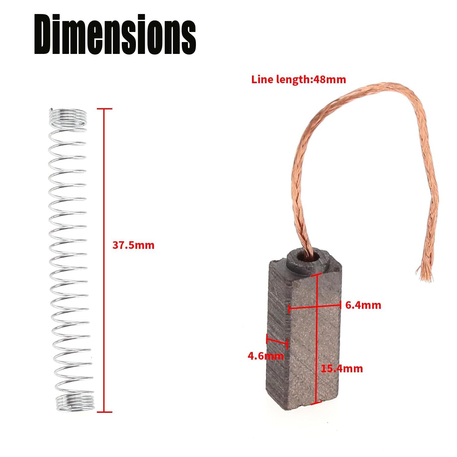 VGOL Lot De 2 Paires Balais De Charbon 5×5×12 Mm – Compatibles Moteurs Ventilateur Essuie-Glace Lève-Vitre 12V 24V