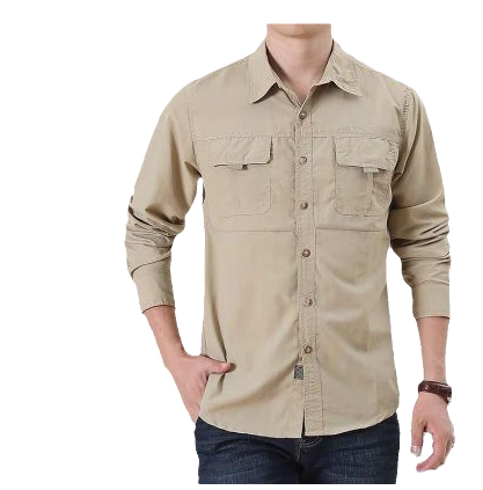 HanzhuoLGMen's QuickDrying Breathable Cargo Shirt Summer New Outdoor Tactical Hiking Travel Camping Shirt