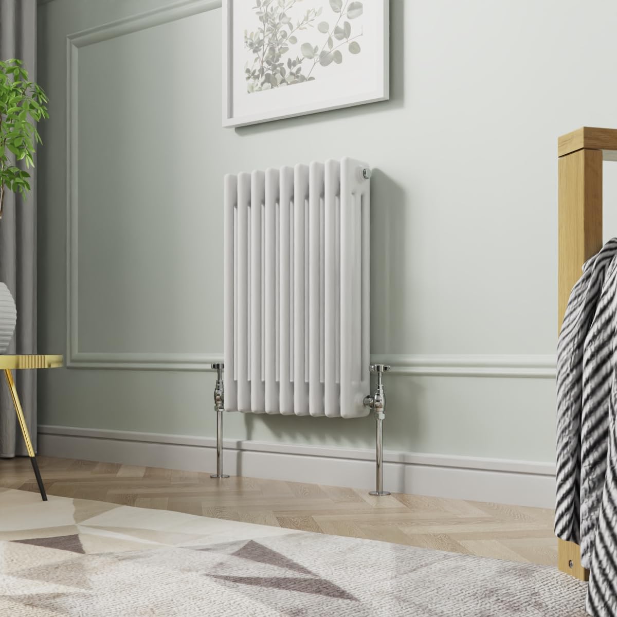 NRG 600 X 425 mm Gloss White Horizontal Cast Iron Radiator Triple Panel