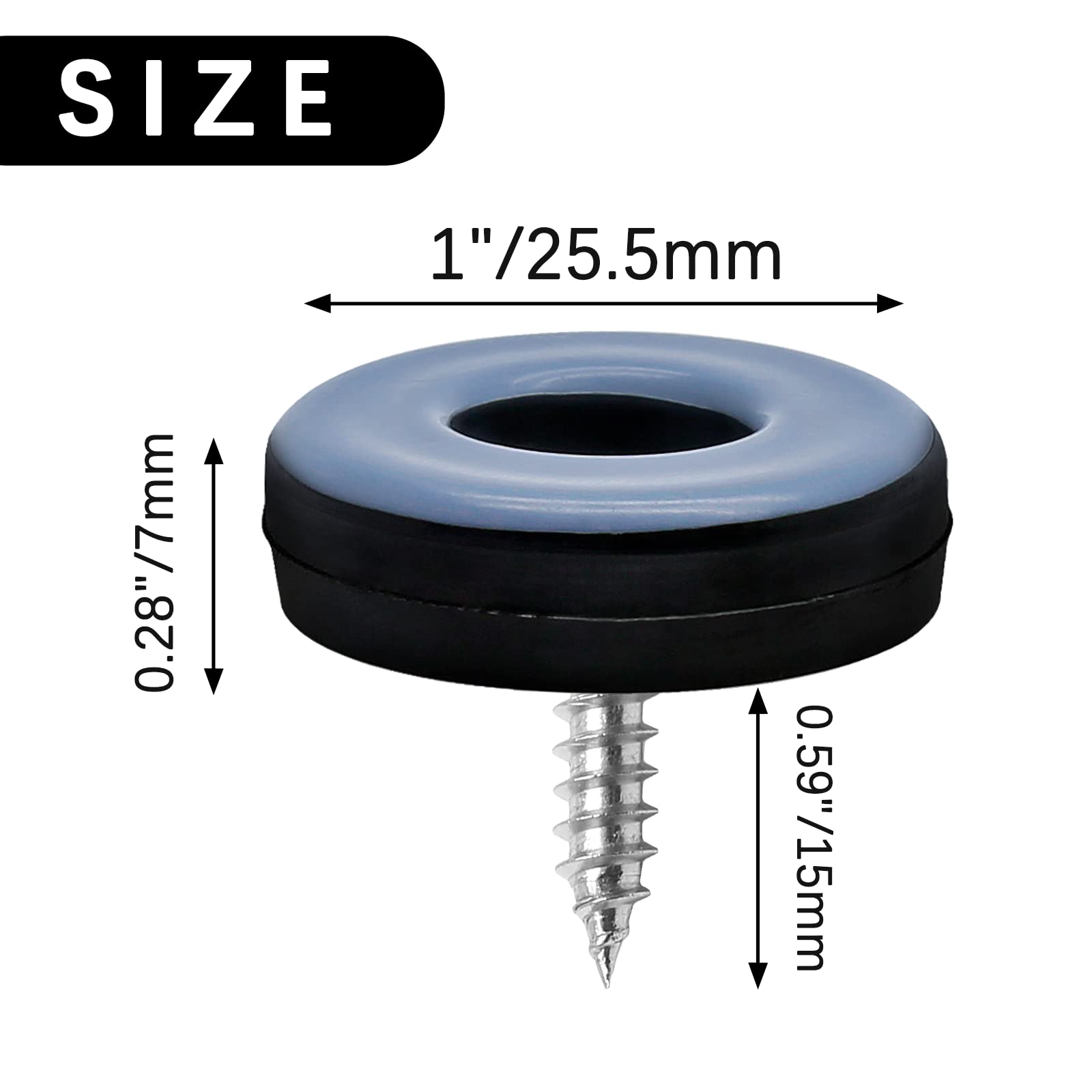 GINOYA Lot De 20 Patins De Meubles En Téflon De 2,5 Cm Pour