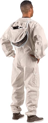 Miniatura 4 de Bees & Co U73 Traje de apicultor de algodón natural con velo redondo, XXL, beige