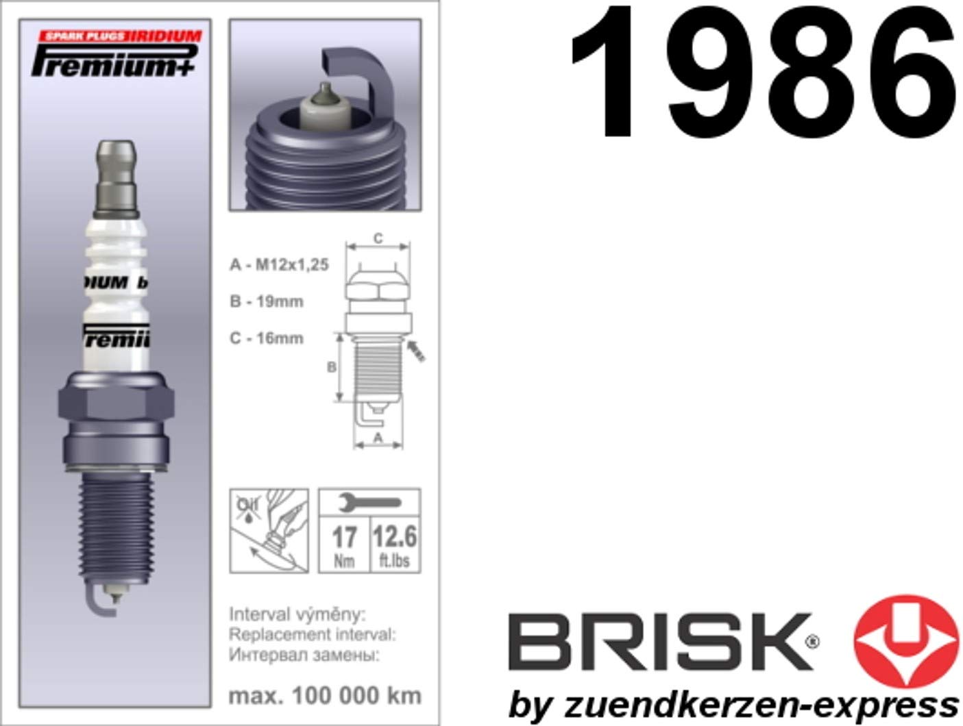 BRISK Iridium Premium+ Plus P38 BR10YIR 1986 Zündkerzen, 4 Stück