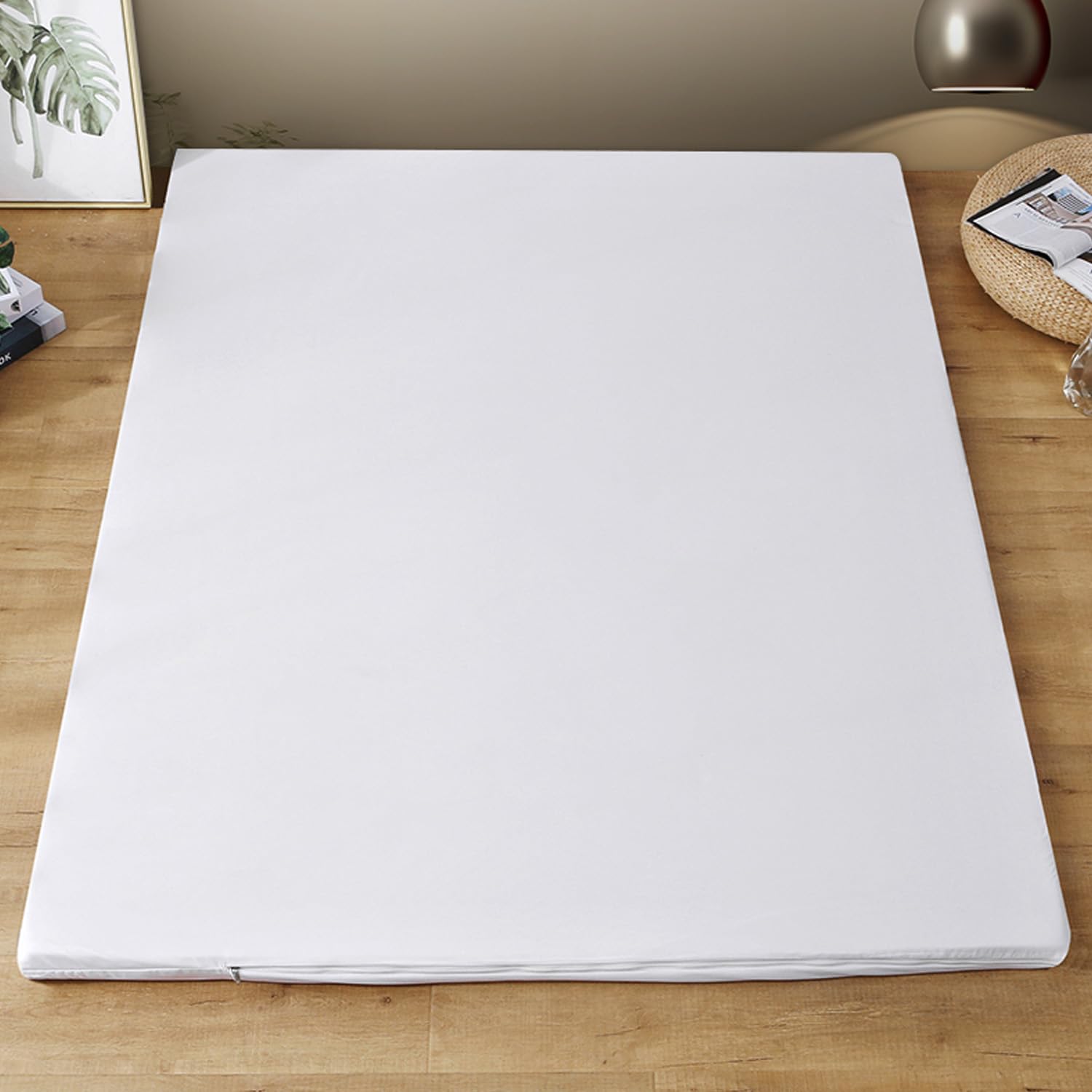 LDLCYCN White,100x190cm, Floor Futon Mattress Cover Traditional Japanese Futon Mattress Cover Skin-Friendly Bed Cover Mattress Protector Full Wrap Futon Slipcover Sleeping Mat Cover Washable