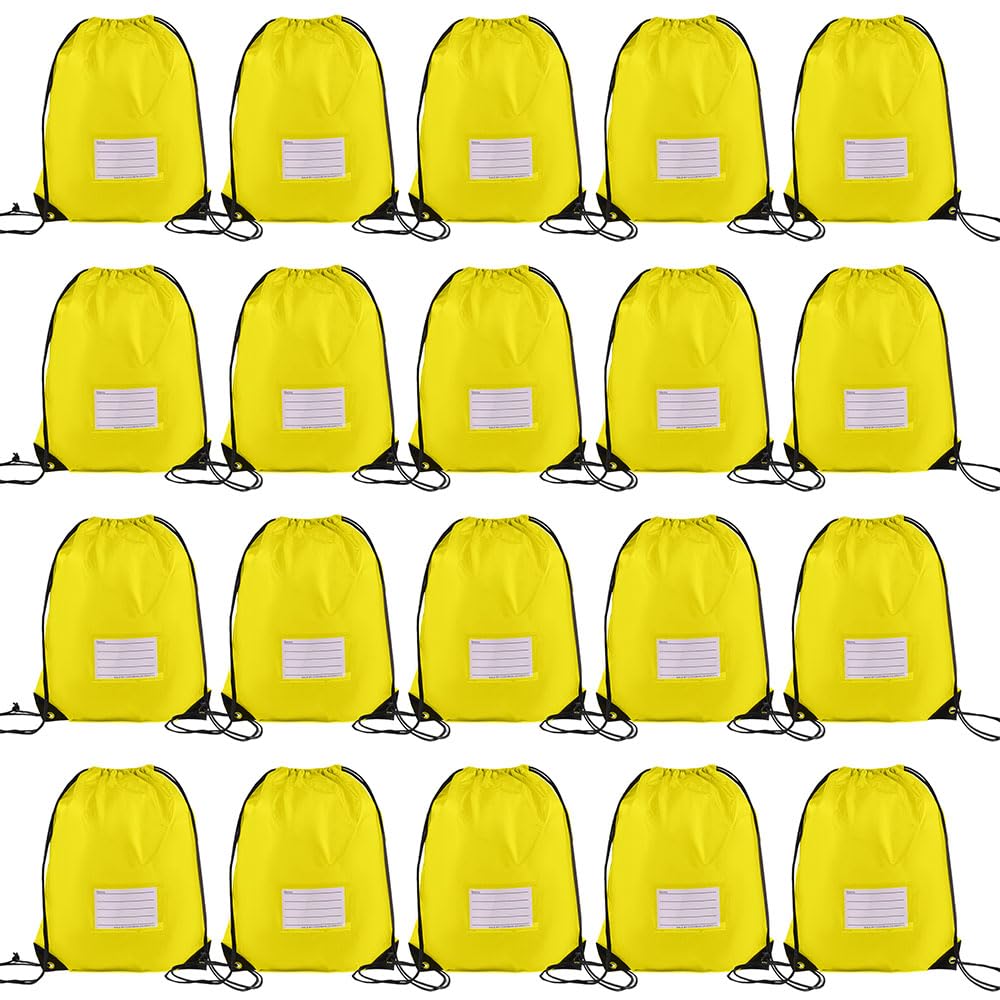 CODOBON 20 Pcs Drawstring Bags,Bulk Draw String Backpack, Cinch Bag Sackpack for Travel Gym Sport, Yellow