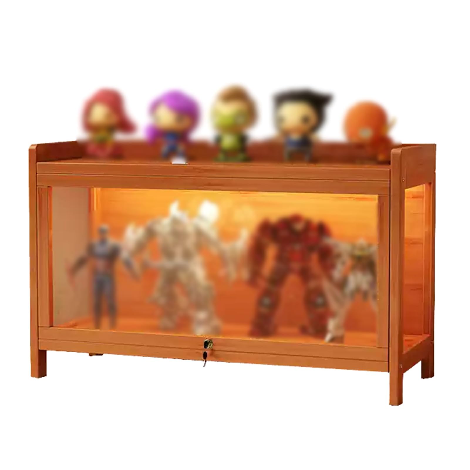 GOCHUSX Clear Display Case for Figures, Supermarket Counter Shelves, Acrylic Wood Display Case, Open Storage Display Case for Collectibles Action Figures Mart(Brown,50x32.4x40cm)