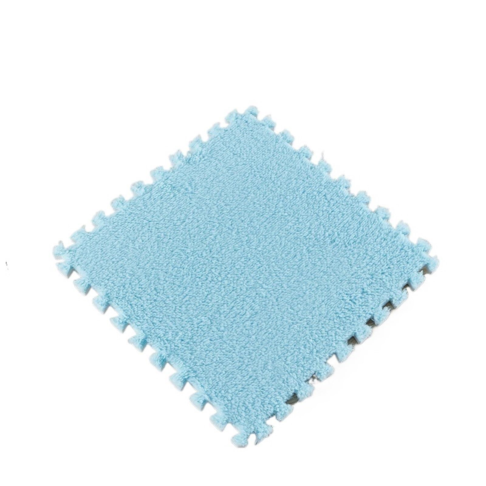 Pluszowa mata puzzlowa, Blokująca pluszowa mata podłogowa z pianki Puzzle wielokolorowa 10 szt(Light Blue)