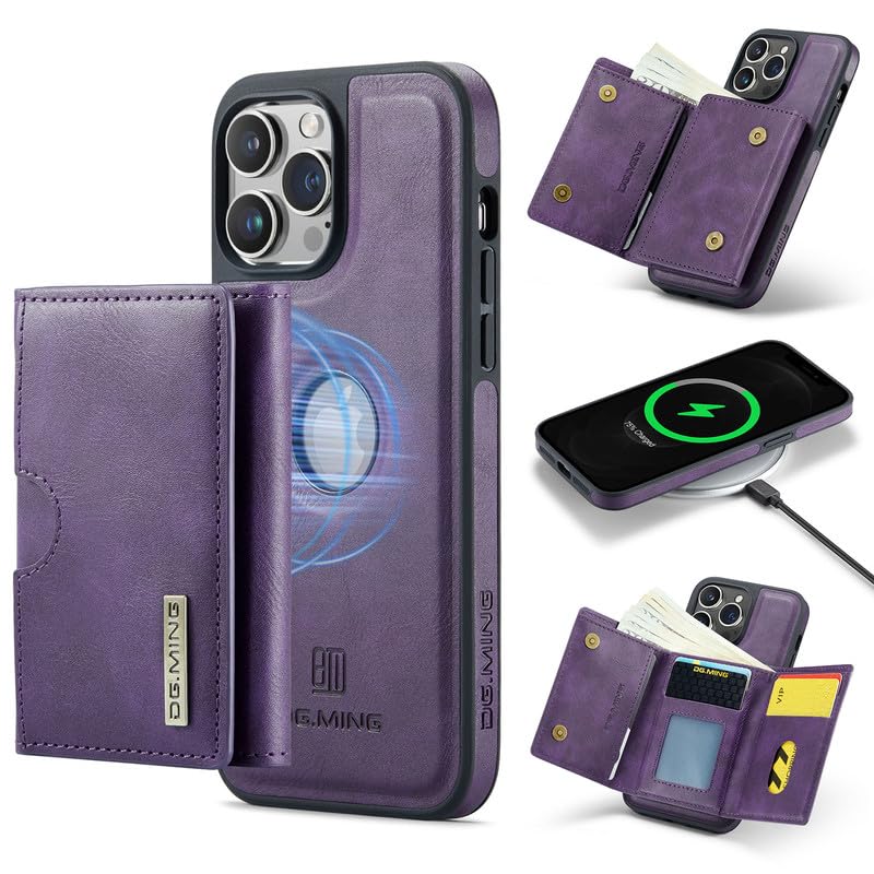 Étui iPhone 12 Pro Max lila cuir magnétique anti-piratage pour vos cartes