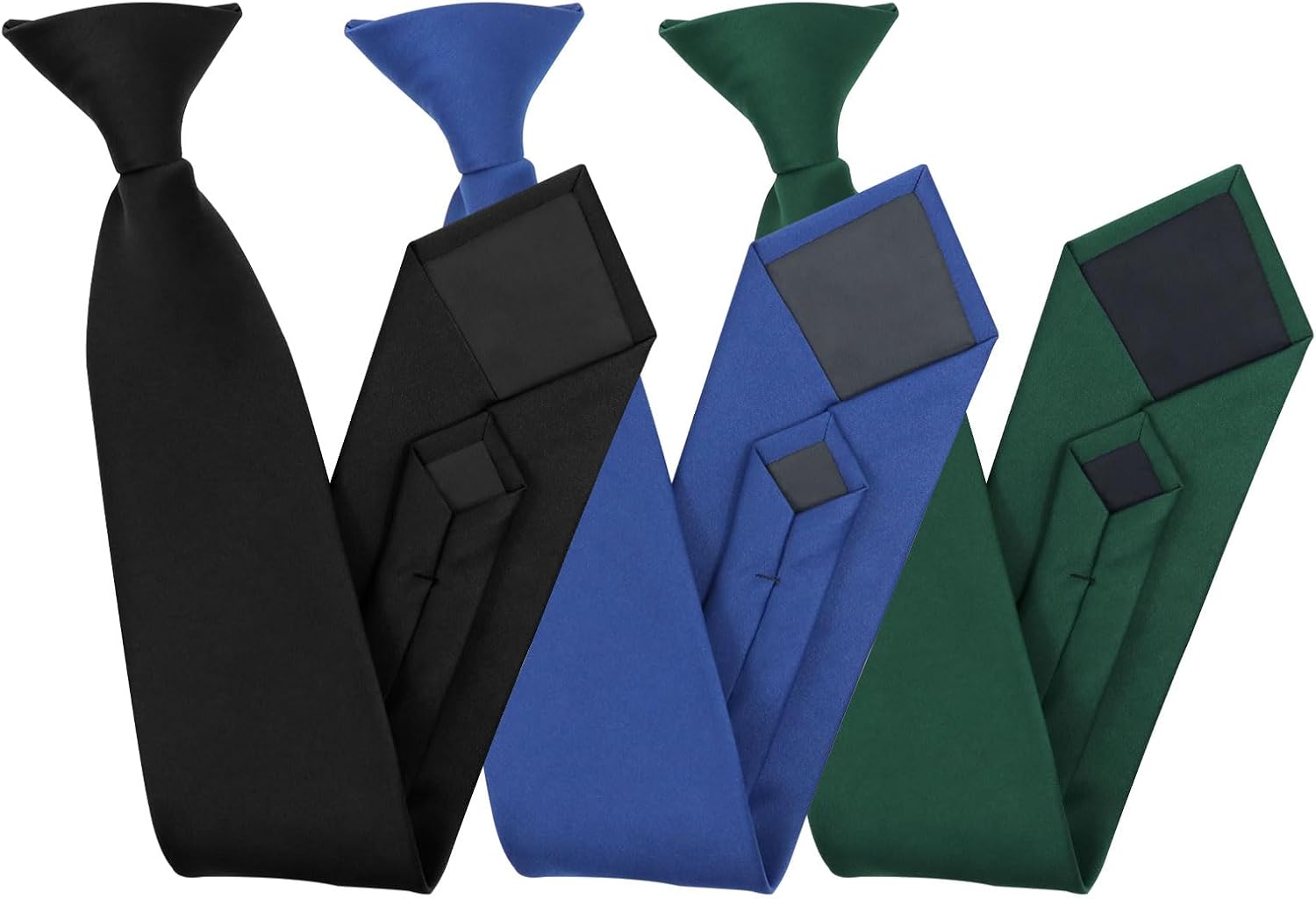 Luckyvestir Men's Clip on Ties Pre-Tied Adjustable Neckties Solid Color Zipper Ties for Men Formal Business Graduation