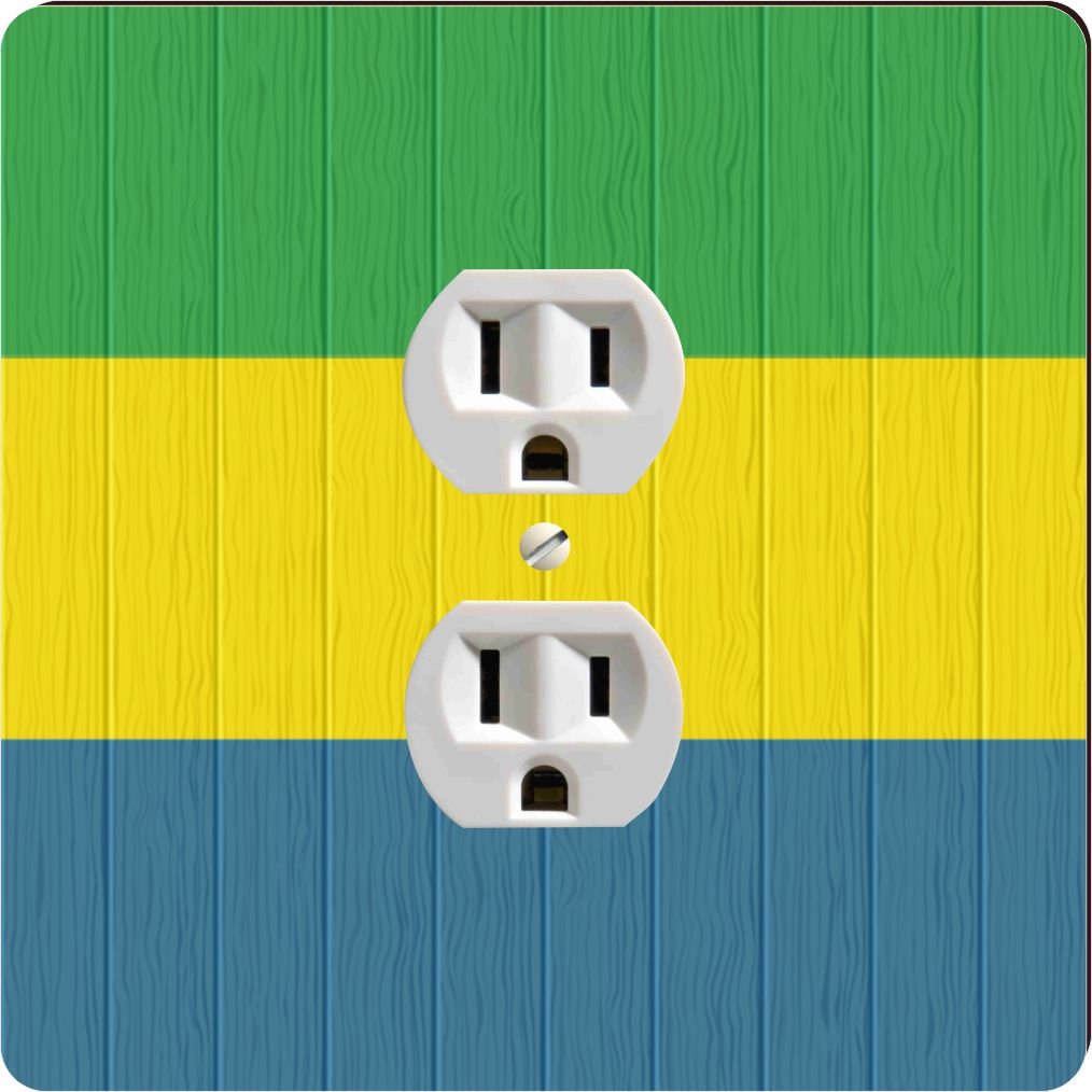 Plaque de sortie Drapeau Gabon bois vieilli 8713 | Déco murale vintage