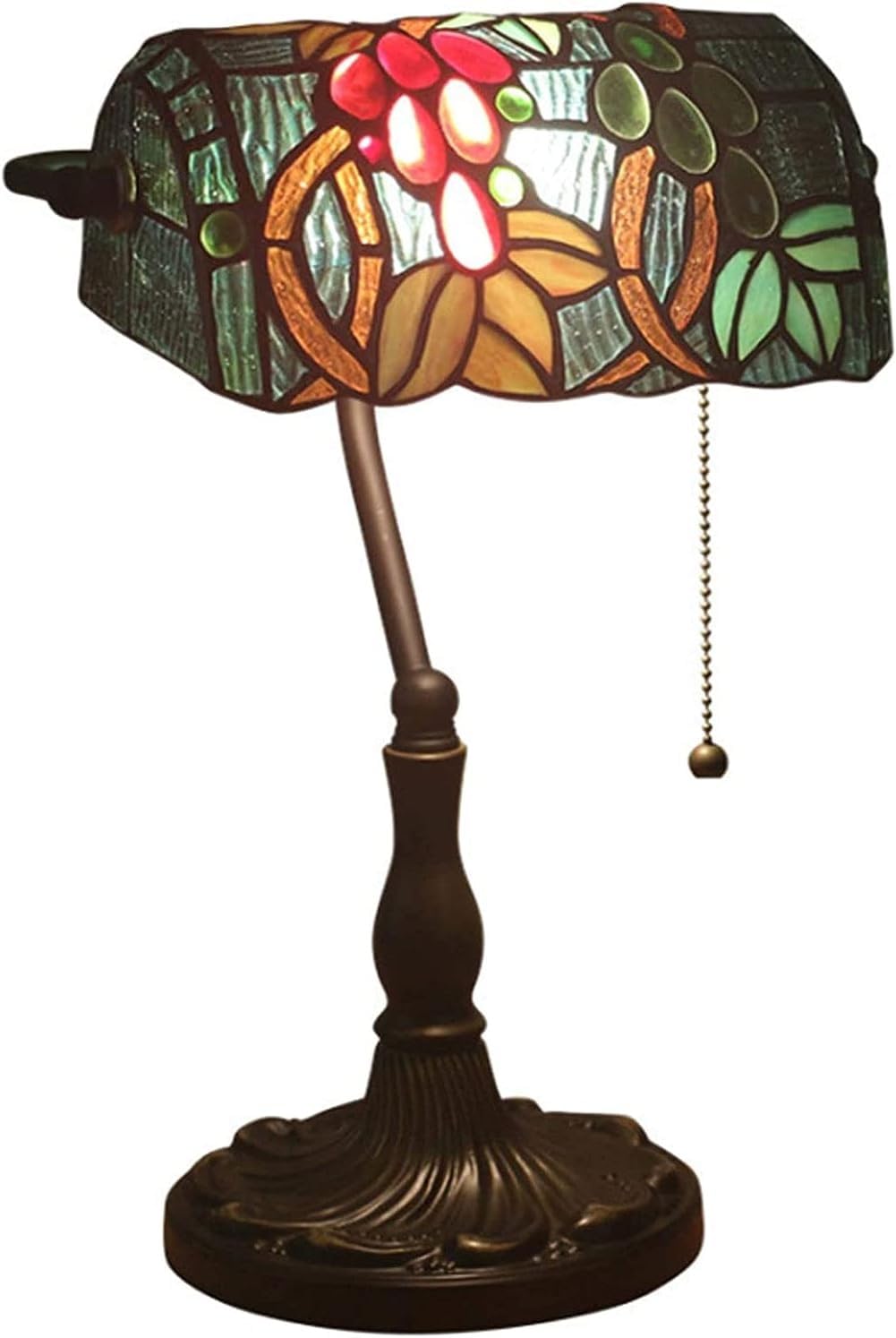 DFAEEKIYO Bank Table Lamp Tiffany Style Nostalgic Bedside with Dark Green
