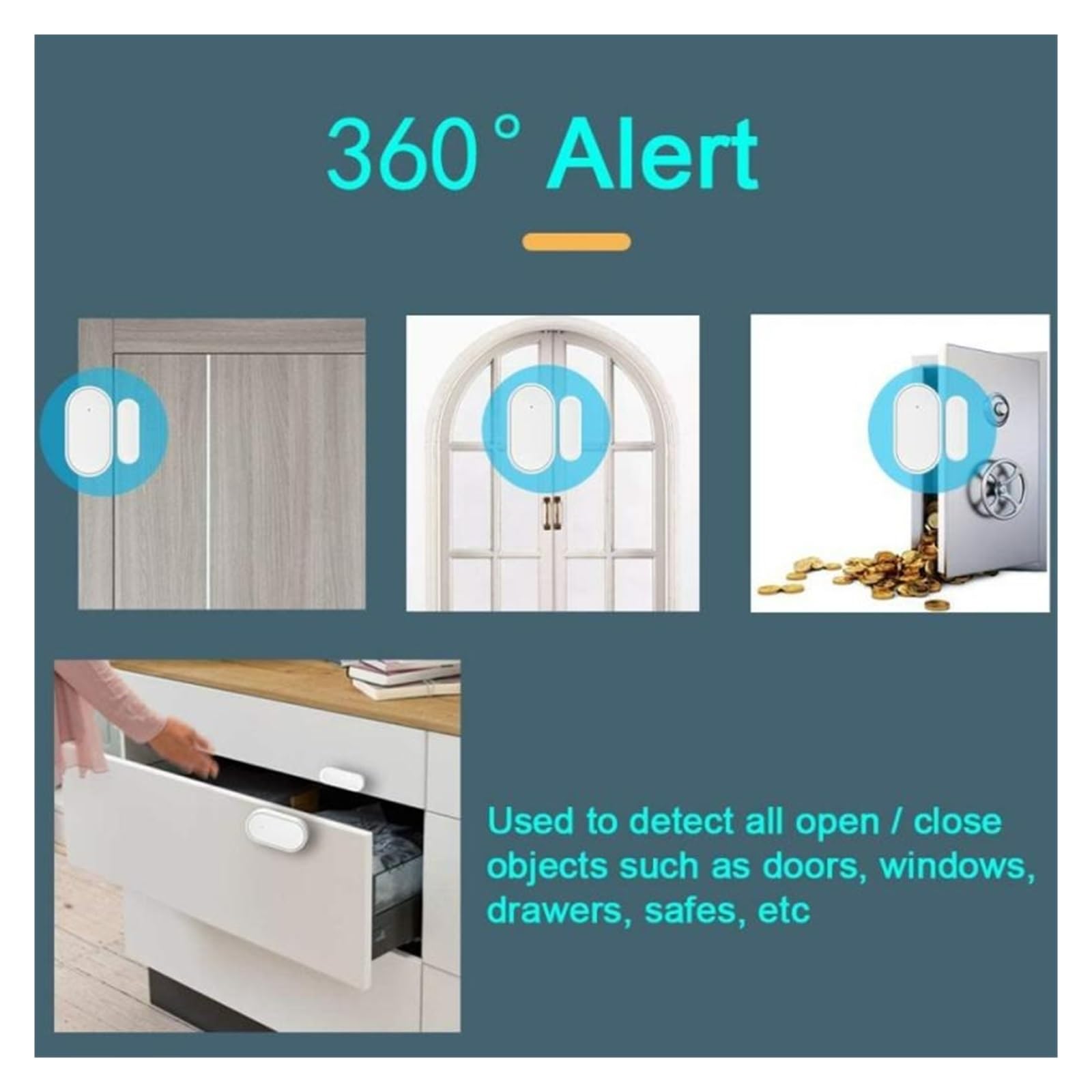 Sensor de puerta Tuya ZigBee, Detector de seguridad for el hogar inteligente, alarma, Sensor de ventana, Monitor remoto de vida inteligente Alexa(5pcs Door Sens)