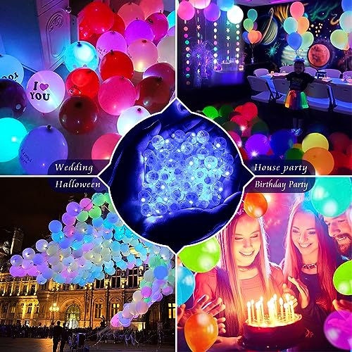 Image of 200pcs Balloon Lights Warm White Mini LED Lights Round Long Standby Time Multicolor Ball Lamps Paper Lantern for Easter Birthday Party Christmas Halloween Decoration Blue