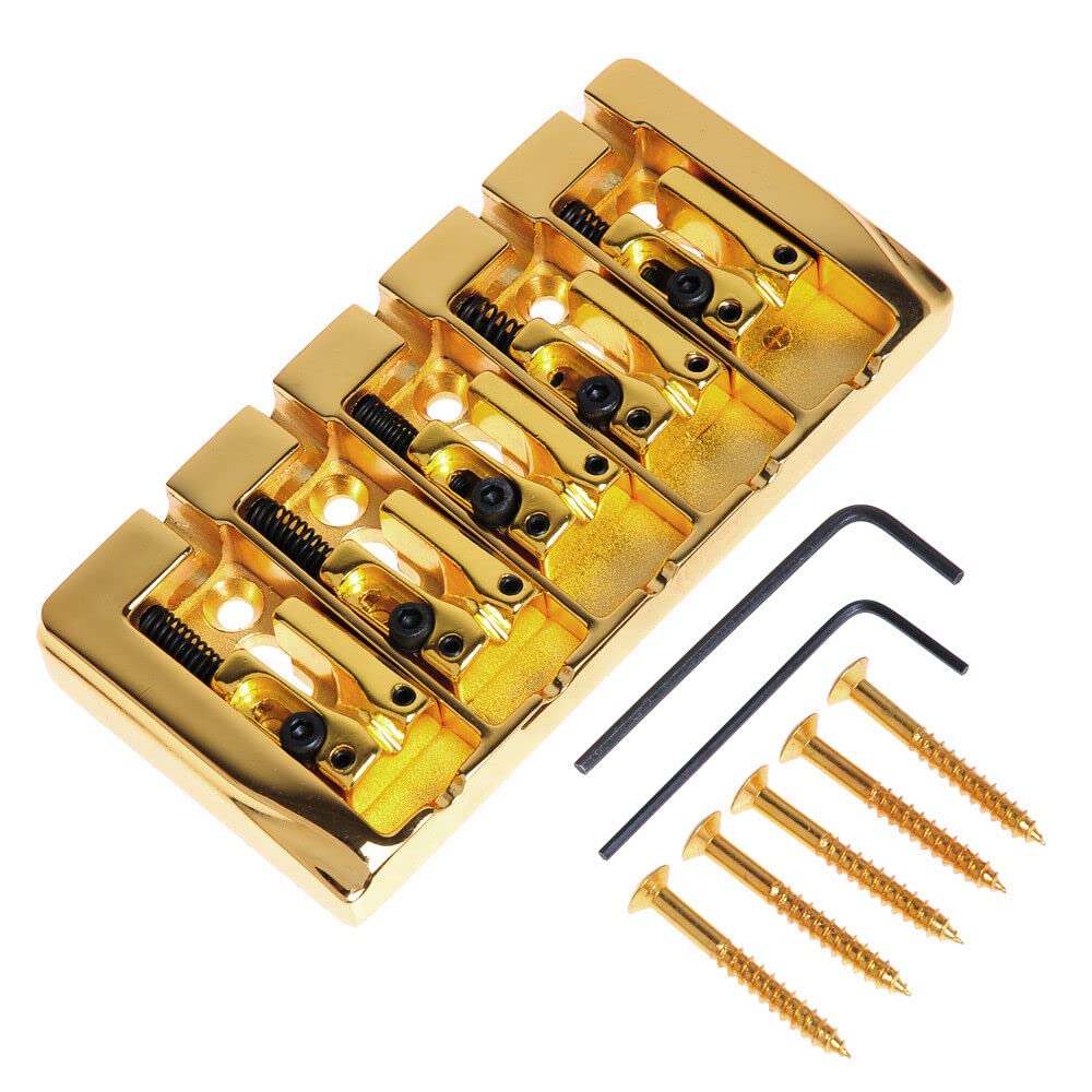 5 String Bass Guitar Bridge Gold Square Saddle Parts String Spacing 19mm