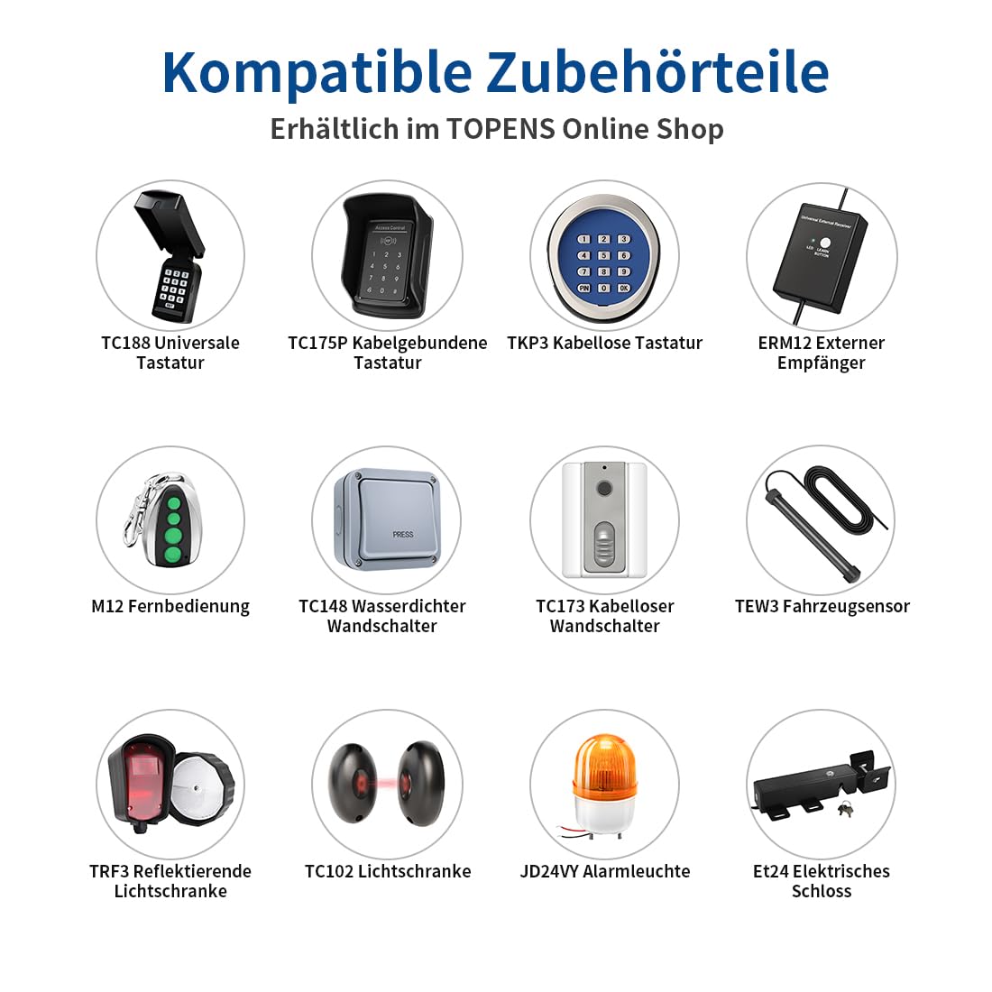 TOPENS TC196 Tuya WiFi Fernbedienung mit Smartphone Zugangskontrolle für automatische Drehtorantrieb Garagentorantrieb Schiebetorantrieb mit iOS & Android App WiFi & Bluetooth Torsteurung Sicherheit