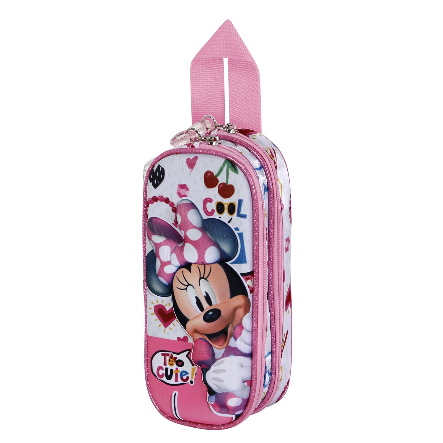 Disney Minnie Mouse Too Cute-3D Double Pencil Case, Pink, 22 x 9.5 cm