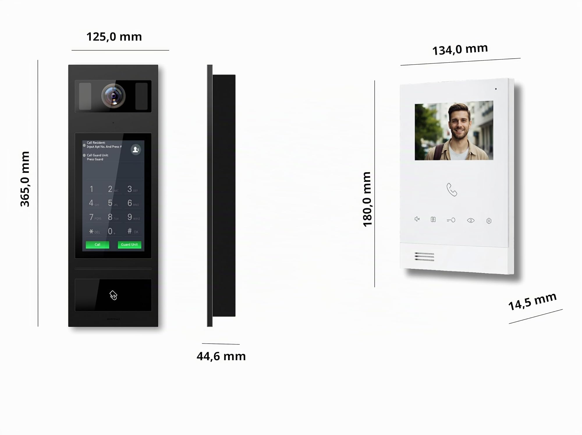 SCHUTZER Video-Türsprechanlage mit Kamera für Einfamilienhaus – kabelgebundene Video Türklingel mit 4,3 Zoll Innenmonitor, 2-Draht-Bus, Sprechanlage mit Türöffner