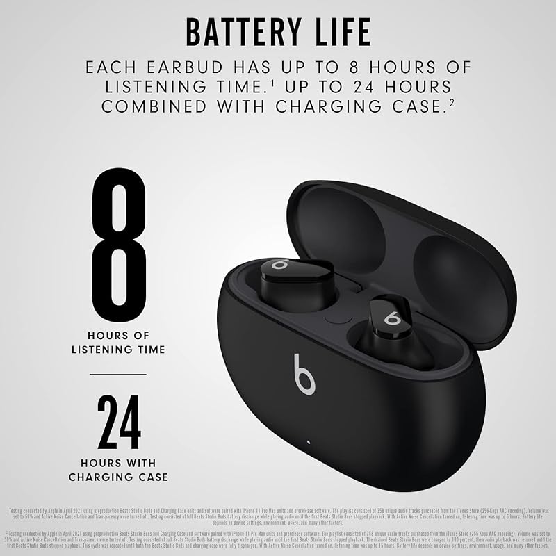Beats Studio Buds - True Wireless Noise Cancelling Earbuds - Compatible with Apple & Android, Built-in Microphone, IPX4 Rating, Sweat Resistant Earphones, Class 1 Bluetooth Headphones - Black image 5