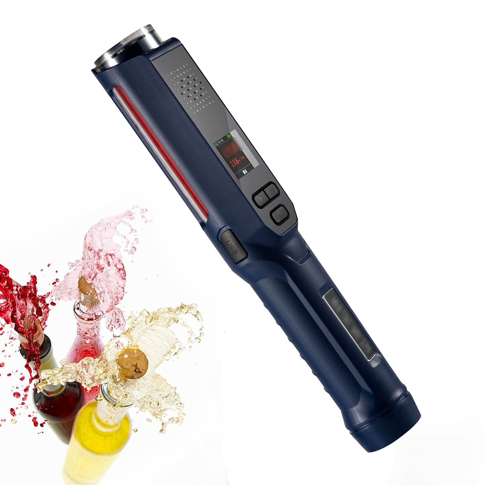NICHOY Probador automático de Alcohol Profesional,portátil Recargable Herramienta de Prueba de Alcohol,alcoholímetro de Control rápido, probador de Alcohol de policía(Color:蓝色,Size:26.2 * 4.5cm)
