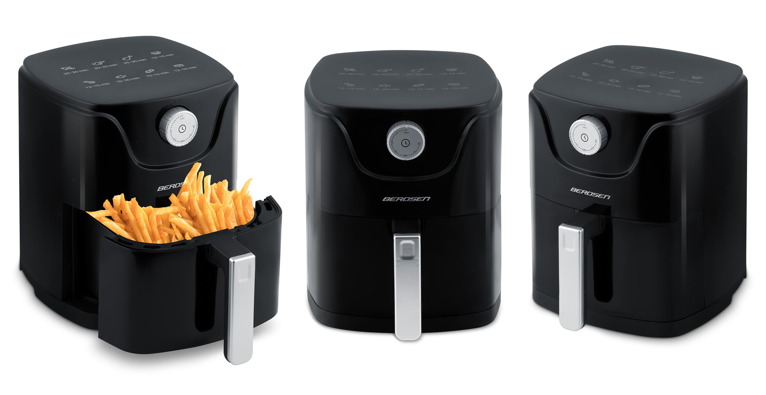 Berdsen Frytkownica beztłuszczowa na gorące powietrze - Air Fryer - 1000 W 2,5 L - 8 programów - Czarna