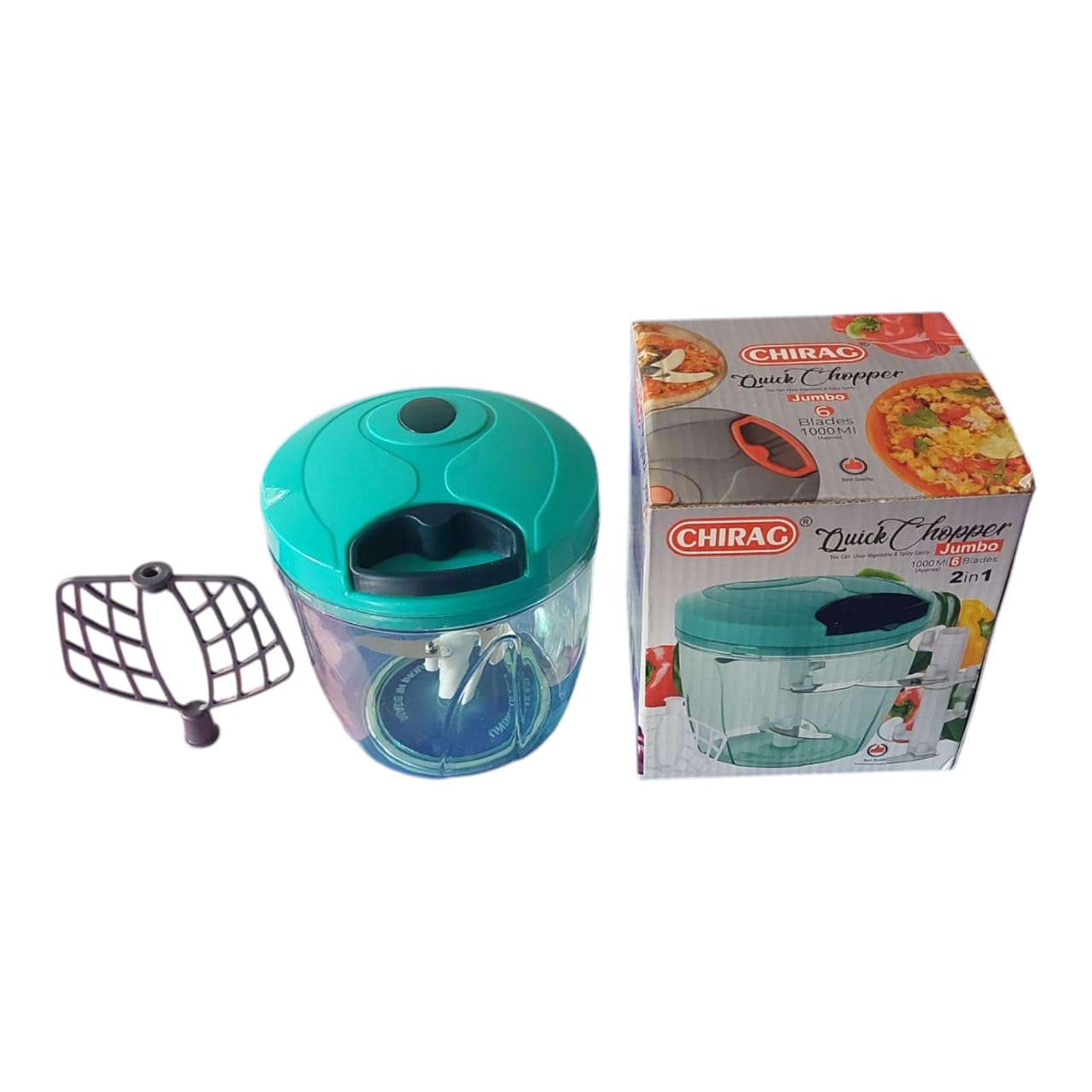 Buy CHIRAG Quick Chopper Jumbo, Manual Food Processor, 1000ml, 6