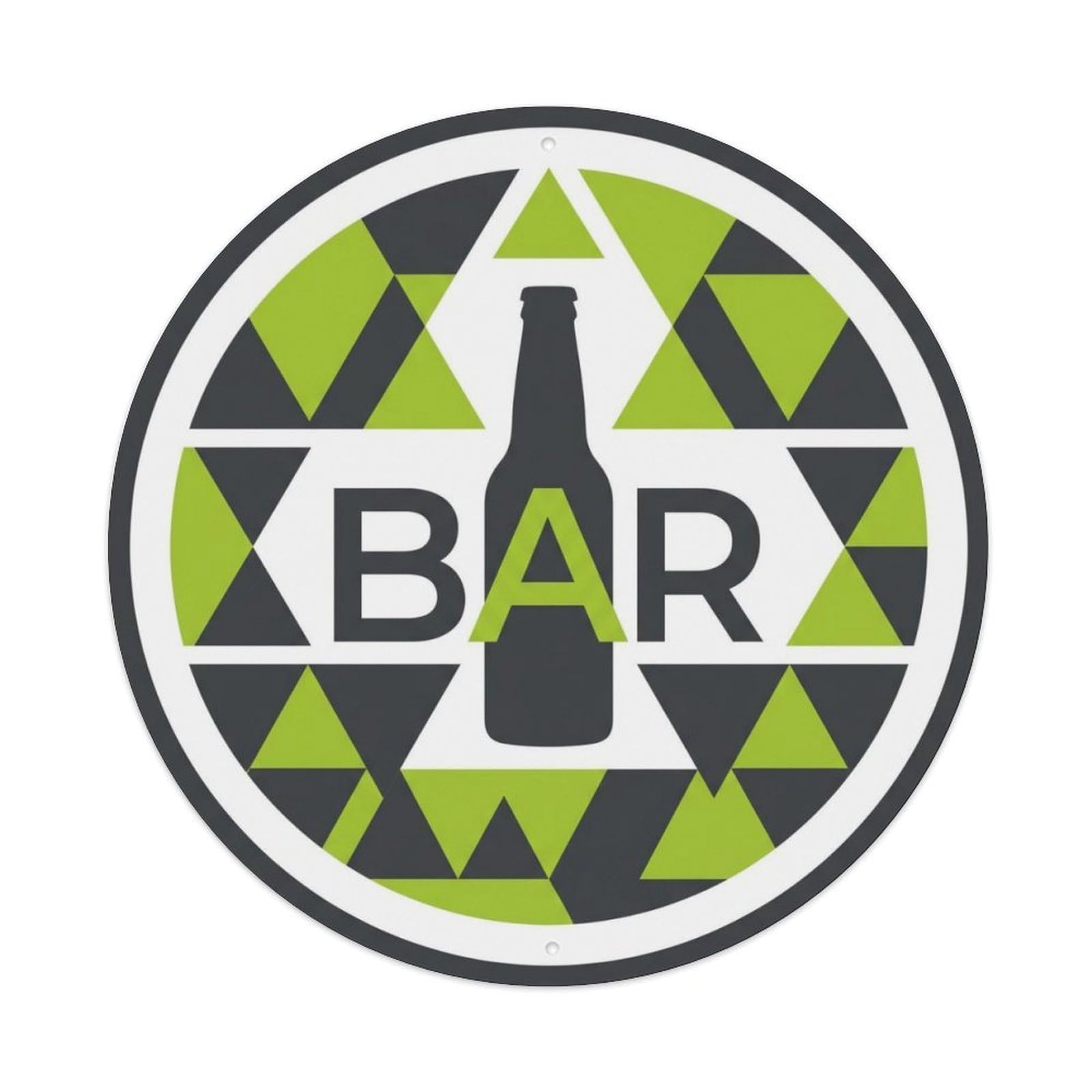 BAR Charcoal Pub Shield Metal Tin Sign Plaque Wall Decor for Cafe, Club Bar, Office, Home Garden Round Metal Poster 8x8Inch