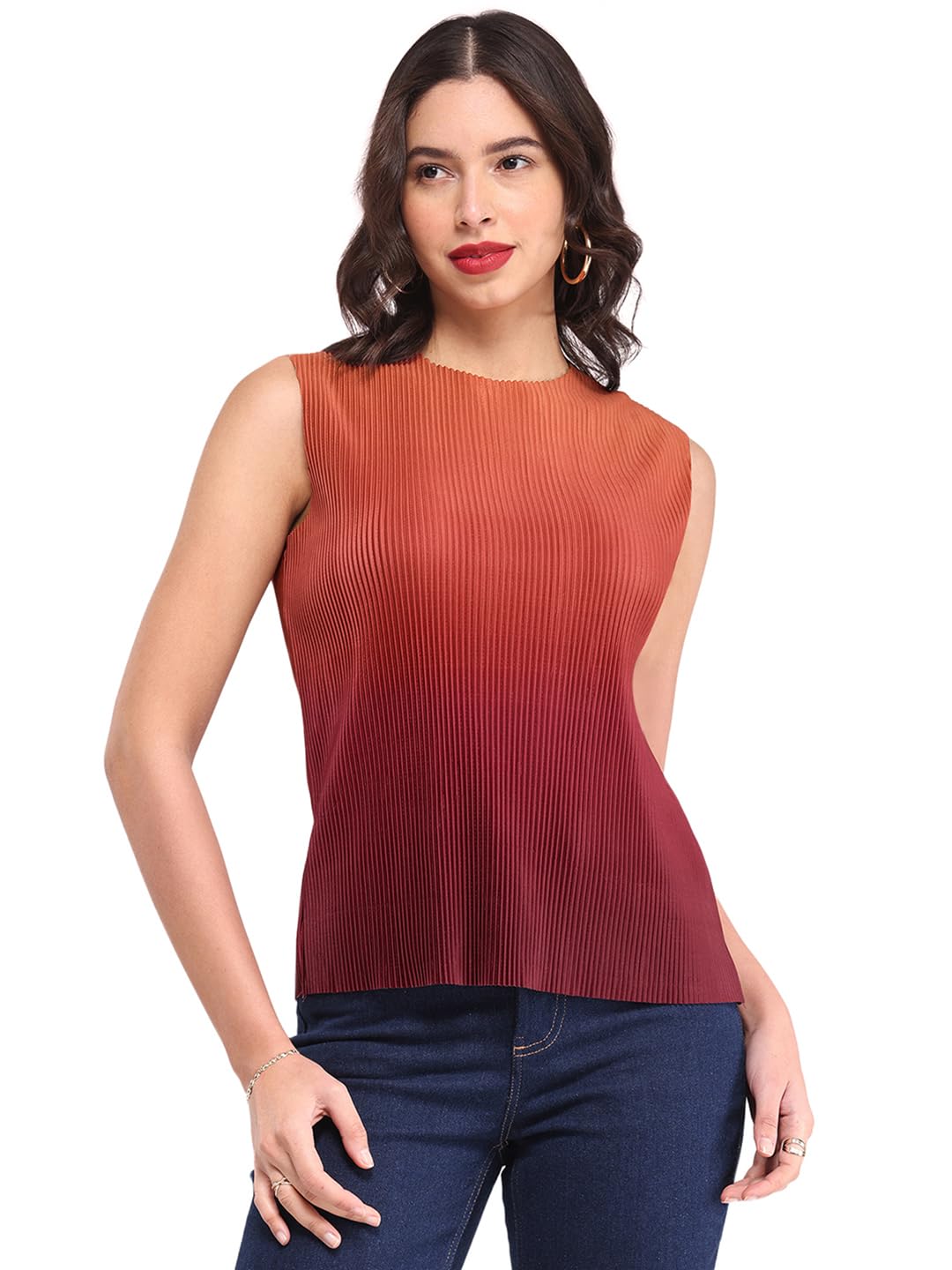 fablestreet Ombre Pleated Top - Brown-picture-14