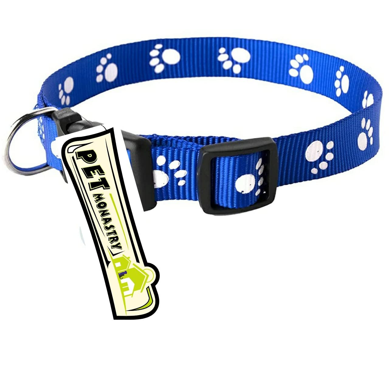 Pet Monastry® Nylon Made Adjustable Paw Print Design Cute Small Dogs & Puppy Collar for Mini Dogs & Cat Collar - Blue (Size-15mm) (B09ZLVKWN3) Amazon Price History, Amazon Price Tracker