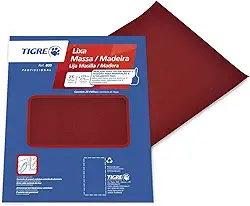 Lixa Tigre 800 Massa E Madeira 120 Vermelha Pacote Com 25