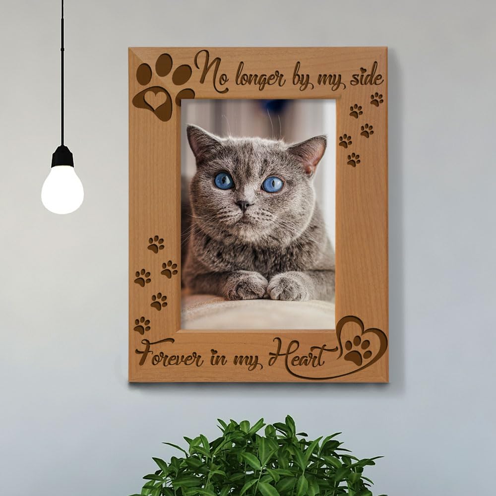 KATE POSH Marco de fotos de madera No Longer by my Side, Forever in my Heart, conmemorativo para mascotas para perro o gato (5 x 7 pulgadas, vertical)