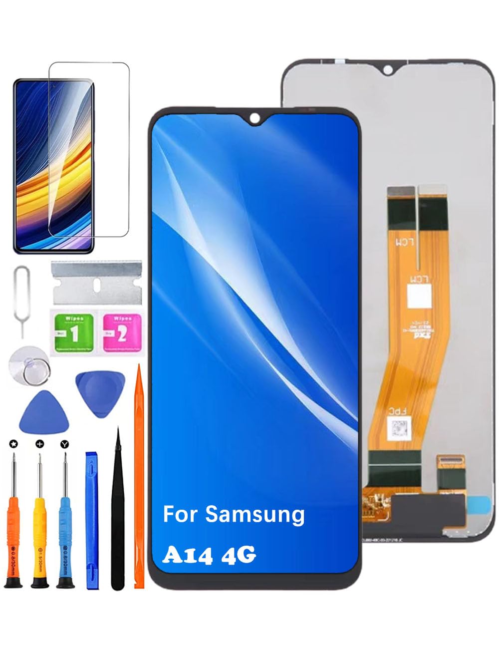 HLYGZX Screen Replacement for Samsung Galaxy A14 4G LCD Display, A145F A145M A145P A145R Display Touch Screen Digitizer Assembly Repair Parts with Kit