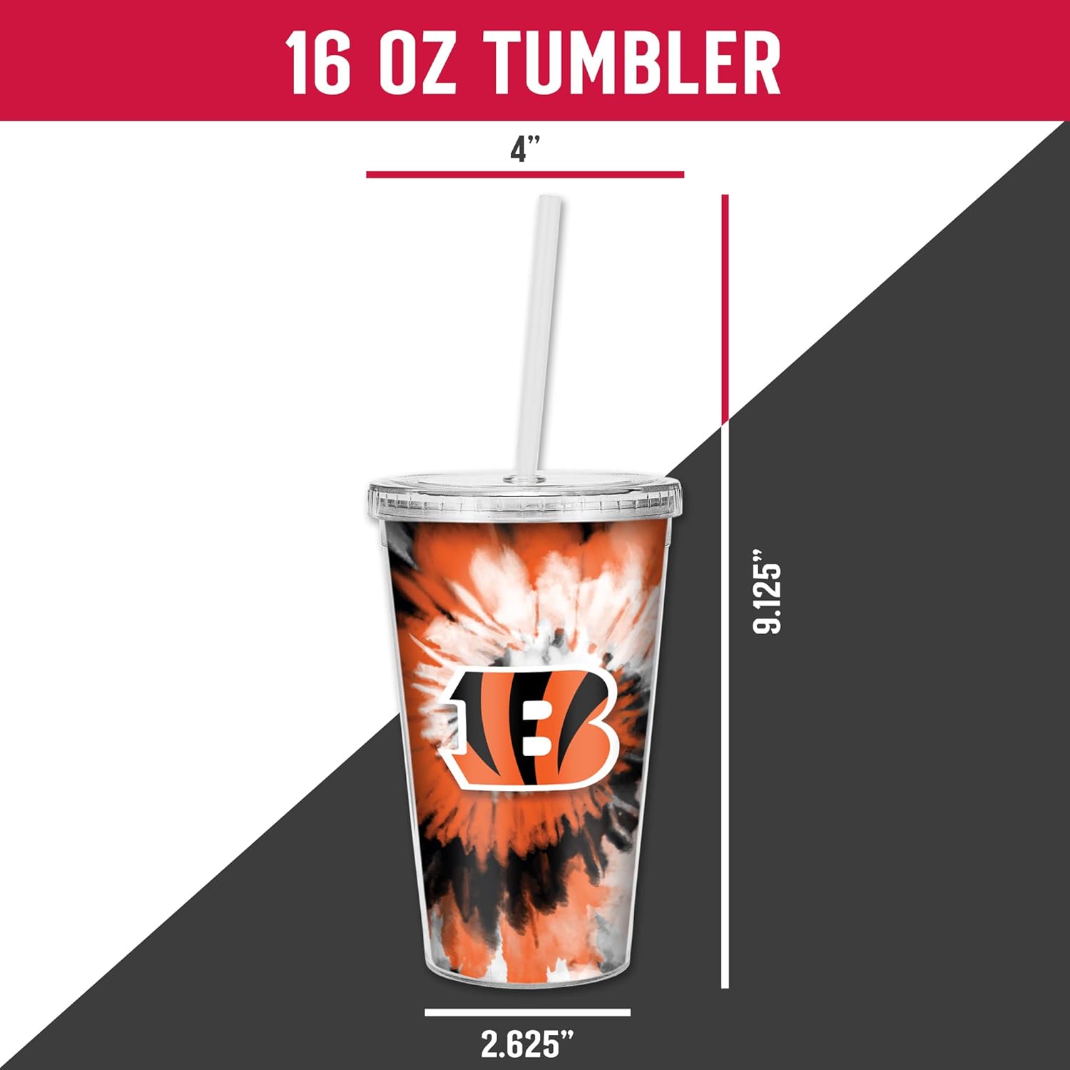 Rico Industries NFL Football Metallic Tie Dye NFL Football Team 16oz Metallic Clear Tumbler W/Straw - Image 8