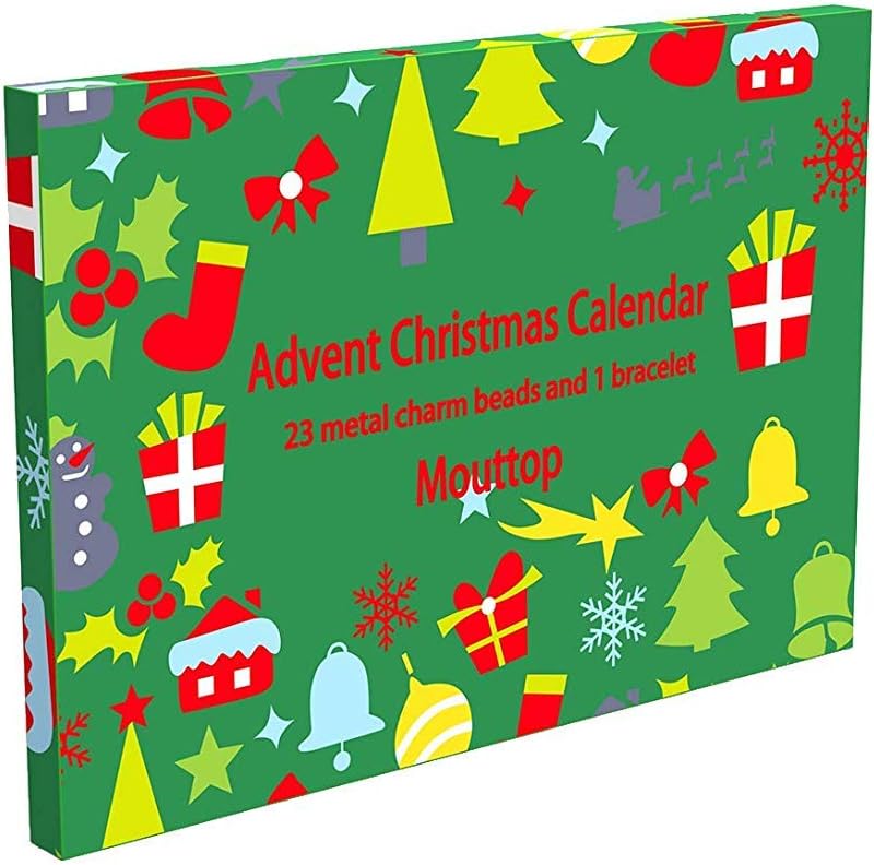 Manaror 021 Advent Calendar Countdown to Christmas with DIY Pandora Beads Charms Jewelry Bracelet Set, Green