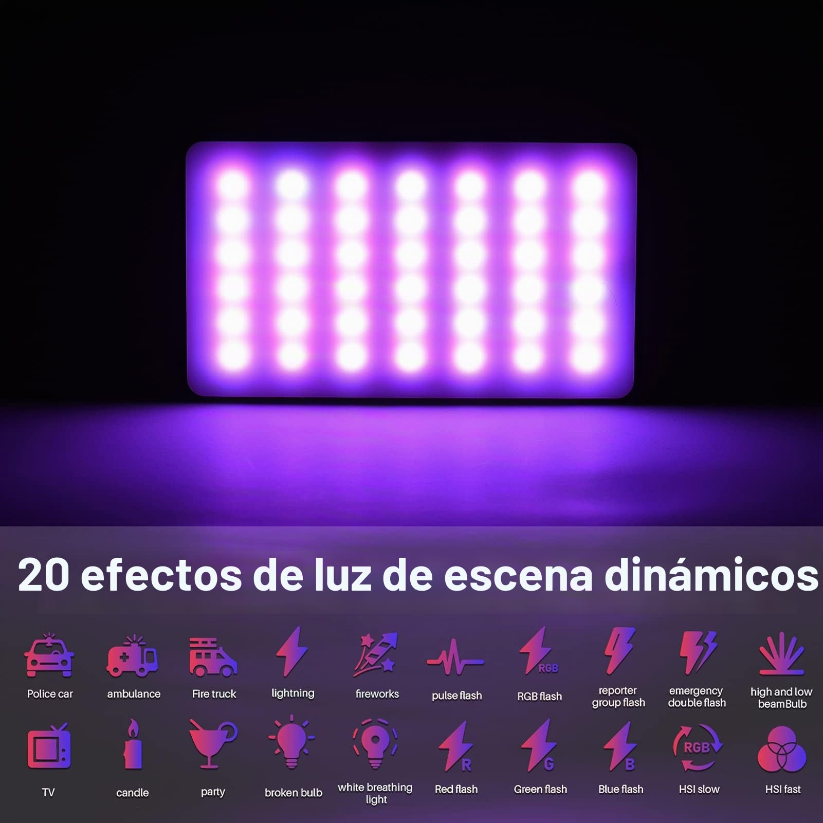 Andoer - Lámpara de vídeo LED RGB con batería de 3100 mAh, Mini luz para cámara, Intensidad Variable 2500K-9000K, Recargable con Pantalla LCD para Macro, fotografía de Productos y Vlogs