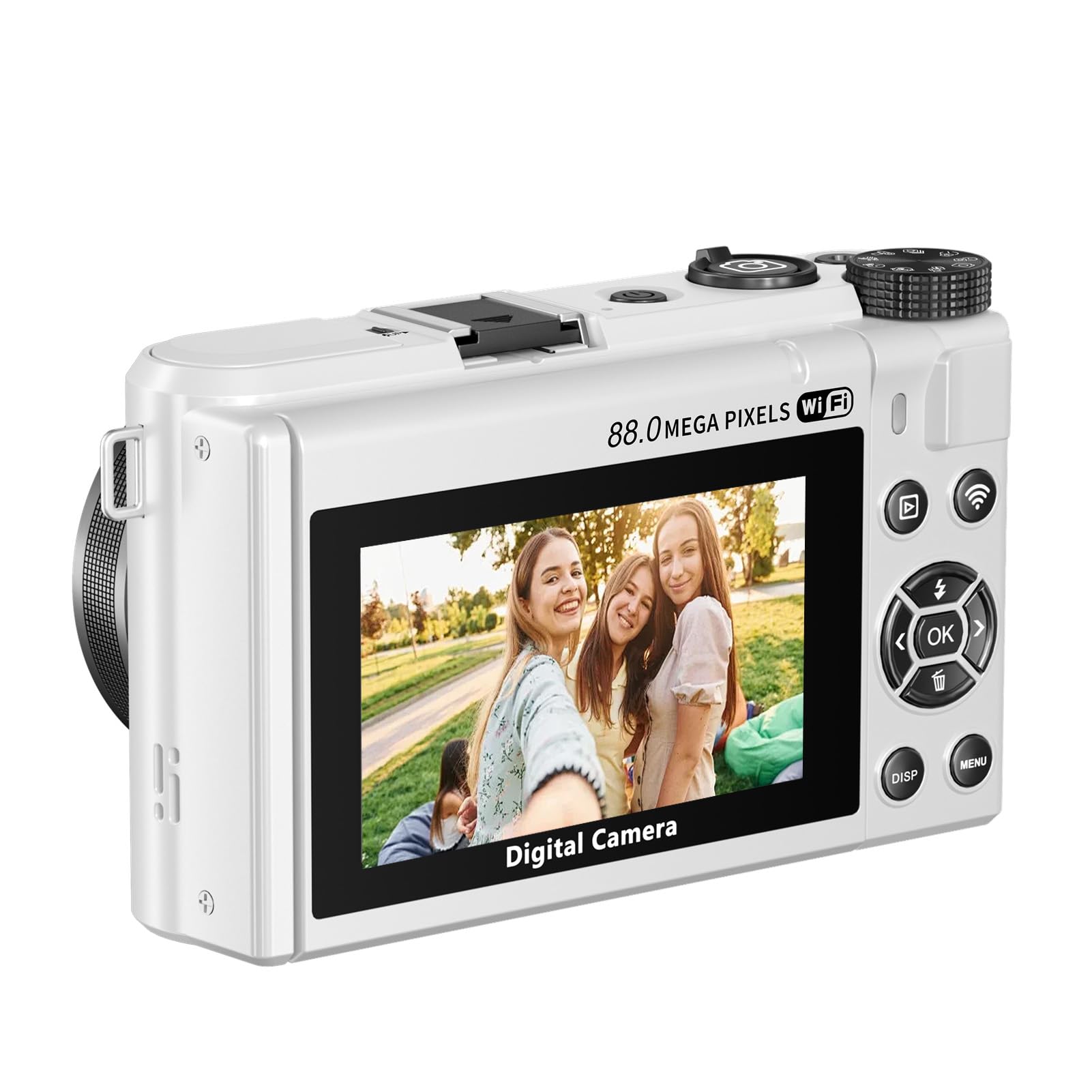 Generic Fotocamera Mirrorless WiFi da 88 MP 8K con Messa a Fuoco Automatica Zoom 18X con Doppia Batteria per Hobbisti e Principianti (WHITE)