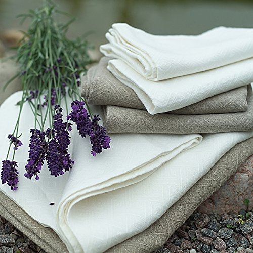 Linenme Linen Rhomb Damask Bath Towel, 39 By 59-Inch, Off White #TOP4