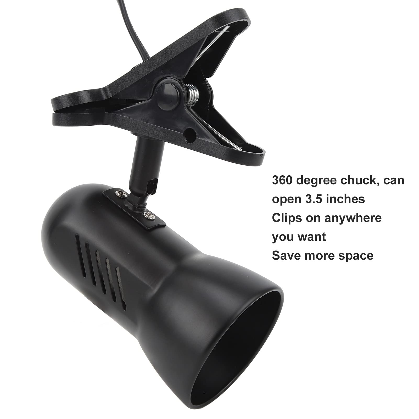 Lampe de Travail à Pince LED Rotative à 360 Degrés, Support de Lampe de Table E27, Plug and Play, de Lecture à Clipser pour Travailler et Se Détendre, Fer/céramique