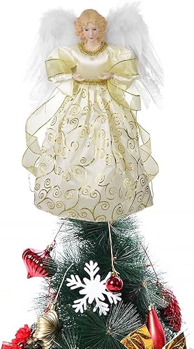 URMAGIC Decoración para árbol de Navidad, figura de ángel de 14 pulgadas, sombrero de árbol de Navidad, sombrero de árbol de Navidad, sombrero de